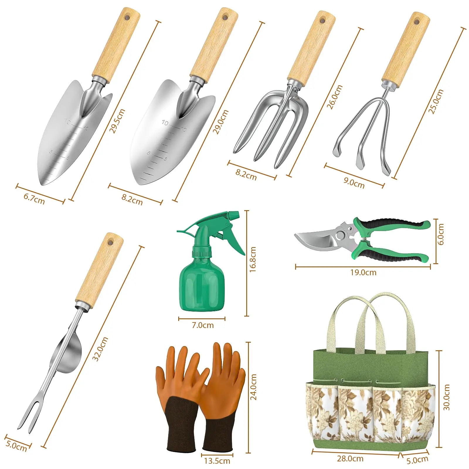 9PCS Stainless Steel Garden Ha - đánh giá và giá Spade Digging Fork